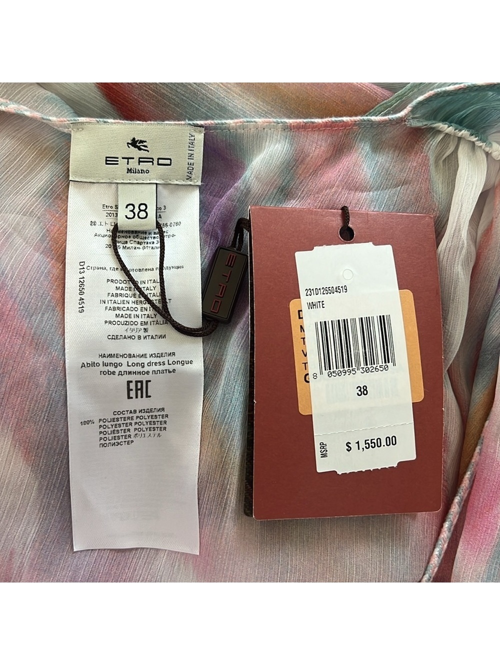Etro Abito Mare Kaftan-Style Dress in Pastel (Made in Italy) Size 38, NWT $1,550 - Picture 14 of 15